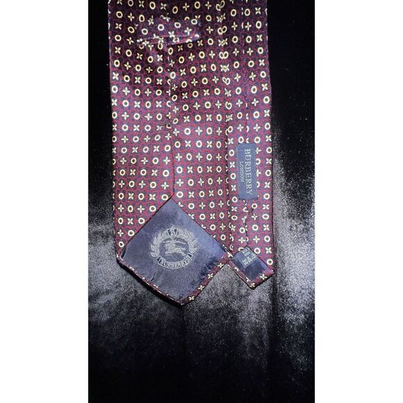 Vintage Silk Burberry London Men's Red, Blue, Gold, Tie, Luxury, Designer. - Picture 3 of 14